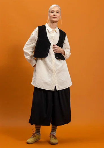 “Camille” woven organic cotton/linen shirt - feather