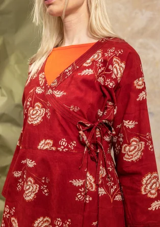 Geweven jurk "Rose hip" van biologisch katoen - agaatrood