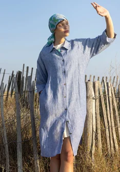 “Bifrost” woven linen shirt dress - light brilliant blue