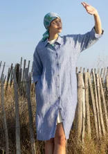Hemdblusenkleid „Bifrost“ aus Leinengewebe - hellbrillantblau