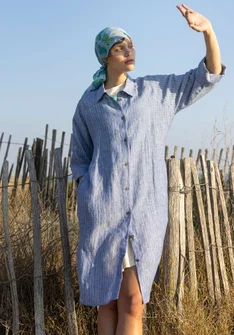 “Bifrost” woven linen shirt dress - light brilliant blue
