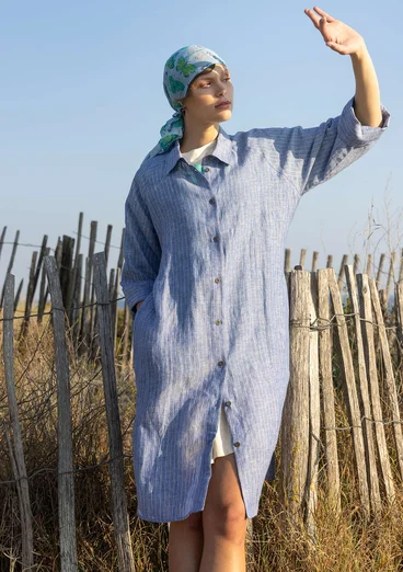 “Bifrost” woven linen shirt dress - light brilliant blue