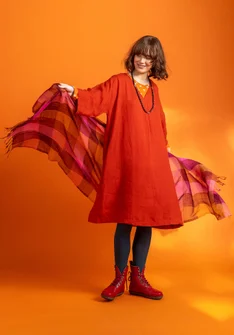 “Cleo” yarn-dyed wool shawl - agate red