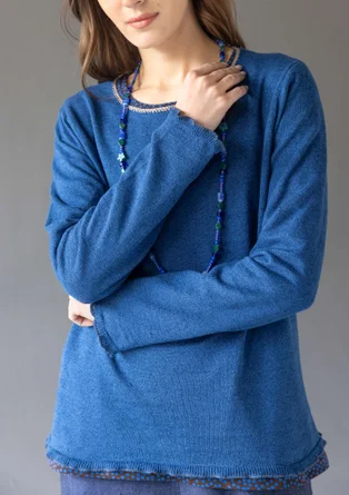 Fine-knit linen/organic cotton sweater - indigo blue