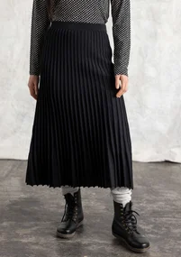 Strickrock aus Bio-/Recycling-Baumwolle - schwarz-einfarbig