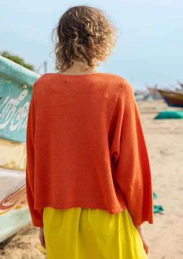 Linen/organic cotton cardigan - grapefruit