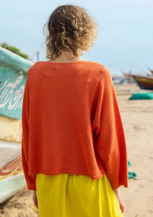 Linen/organic cotton cardigan - grapefruit