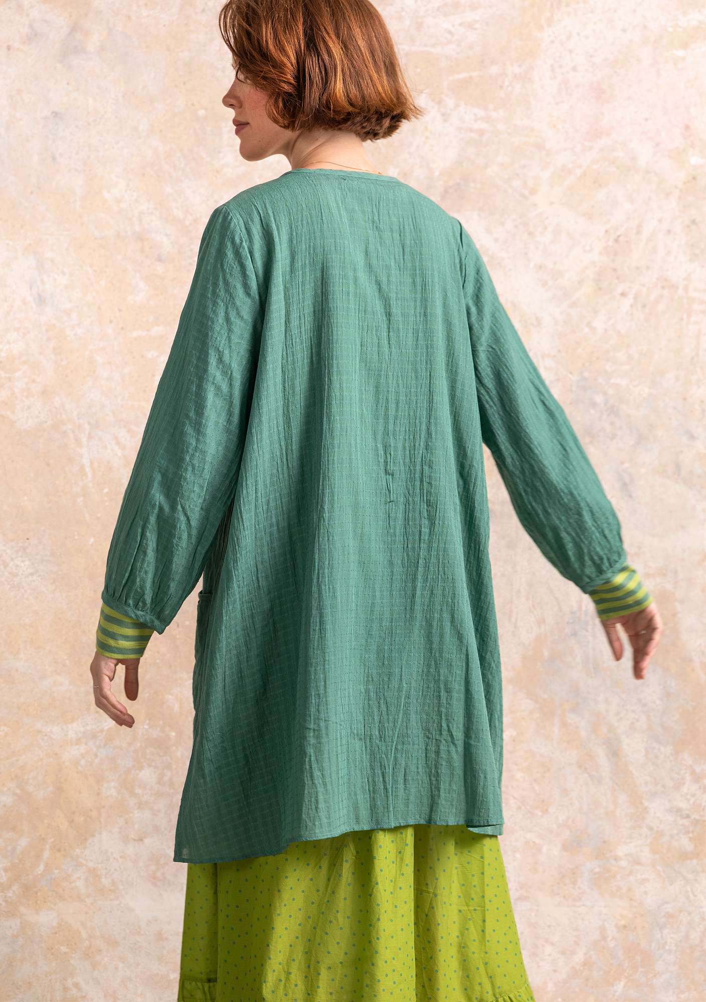 Woven tunic in cotton/modal/viscose sea green thumbnail