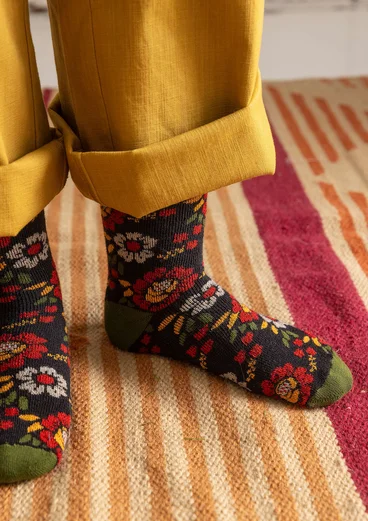 “Nome” wool/elastane terry socks - black