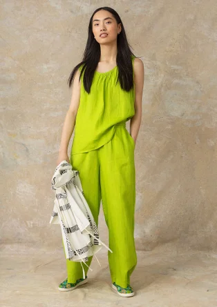 Woven linen pants - tropical green