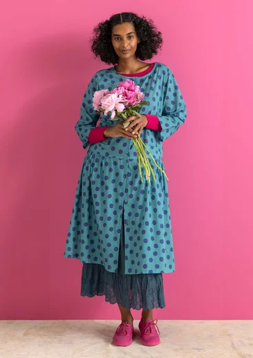 “Tindra” woven organic cotton dress - teal/patterned