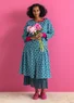 Robe tissée ”Tindra” en coton biologique (bleu canard/motif XXL)