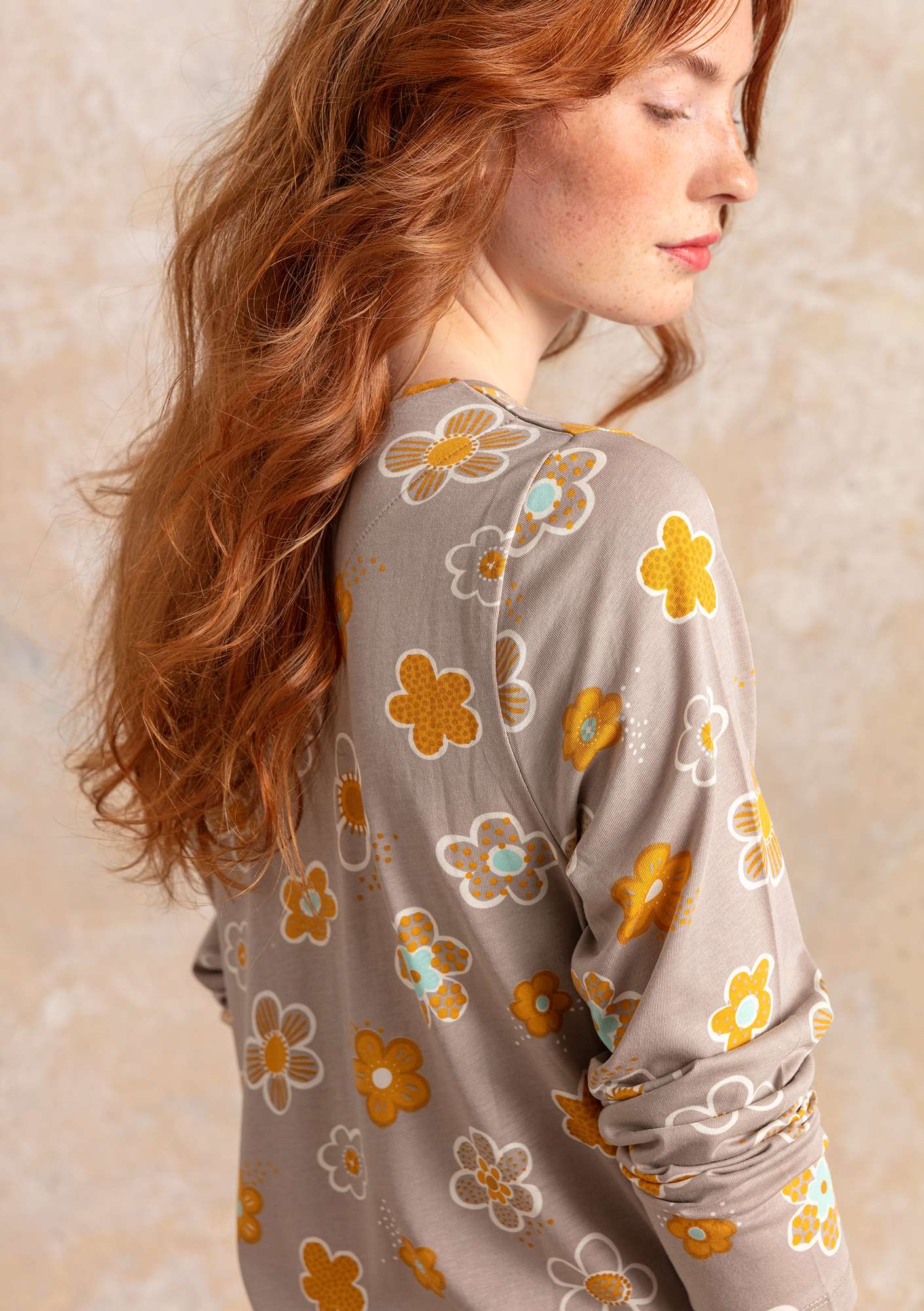 Tunique  Aria  en jersey de coton biologique/modal gris éléphant/motif thumbnail