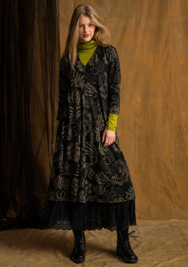Gemustertes Jerseykleid „Sanvi“ aus Bio-Baumwolle - schwarz