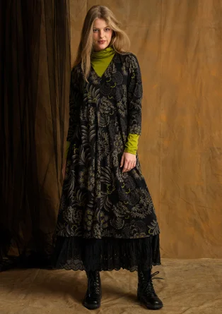 Gemustertes Jerseykleid „Sanvi“ aus Bio-Baumwolle - schwarz