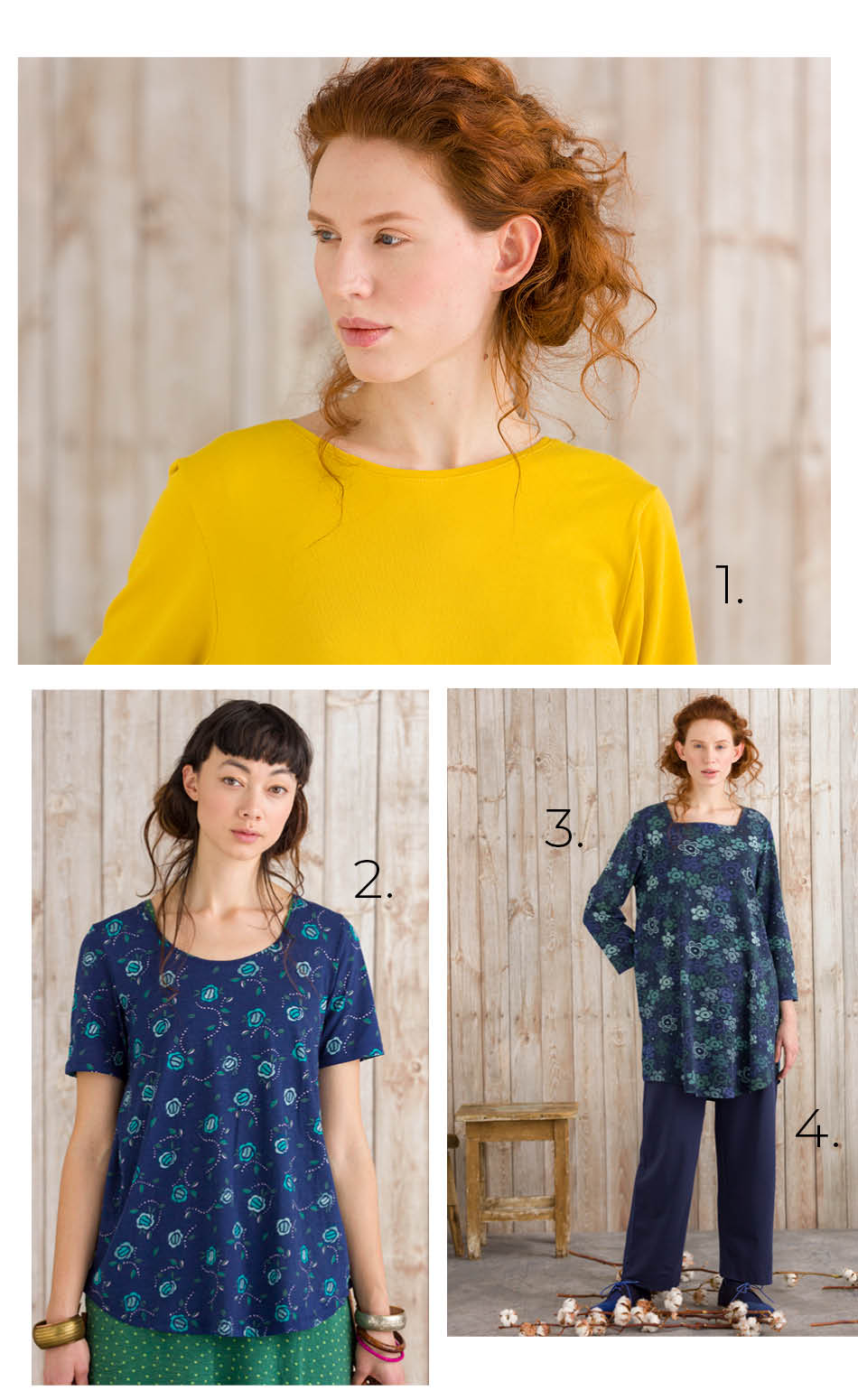 Richly-hued and cheerful in organic cotton and modal/elastane