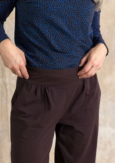 Ensfarget yogabukse i trikot i økologisk bomull / elastan - dark0SP0aubergine