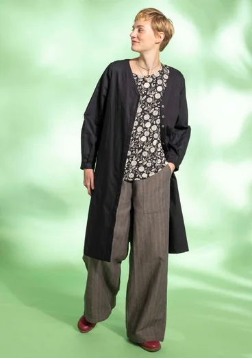 Robe en tissu de coton biologique/lin - noir