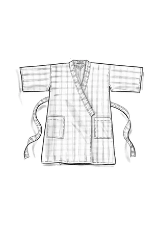 Rutete kimono «Coimbatore» i økologisk bomull - bjørkeløv