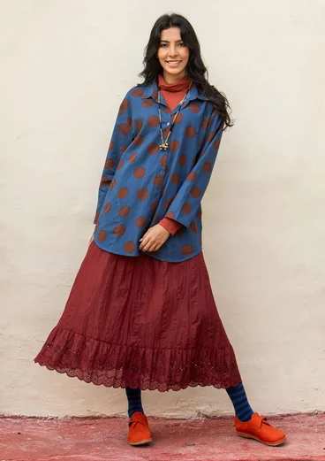 Solid-colour underskirt with organic cotton lace - dark agate red