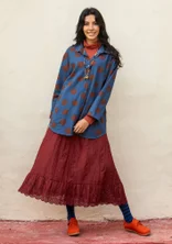 Solid-colour underskirt with organic cotton lace - dark agate red