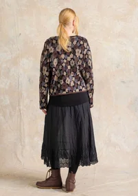 Gilet fleuri "Hillevi" en coton biologique/recyclé - noir