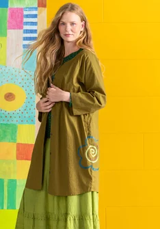 Klänning "Web" i ekologisk bomull  - mörk oliv