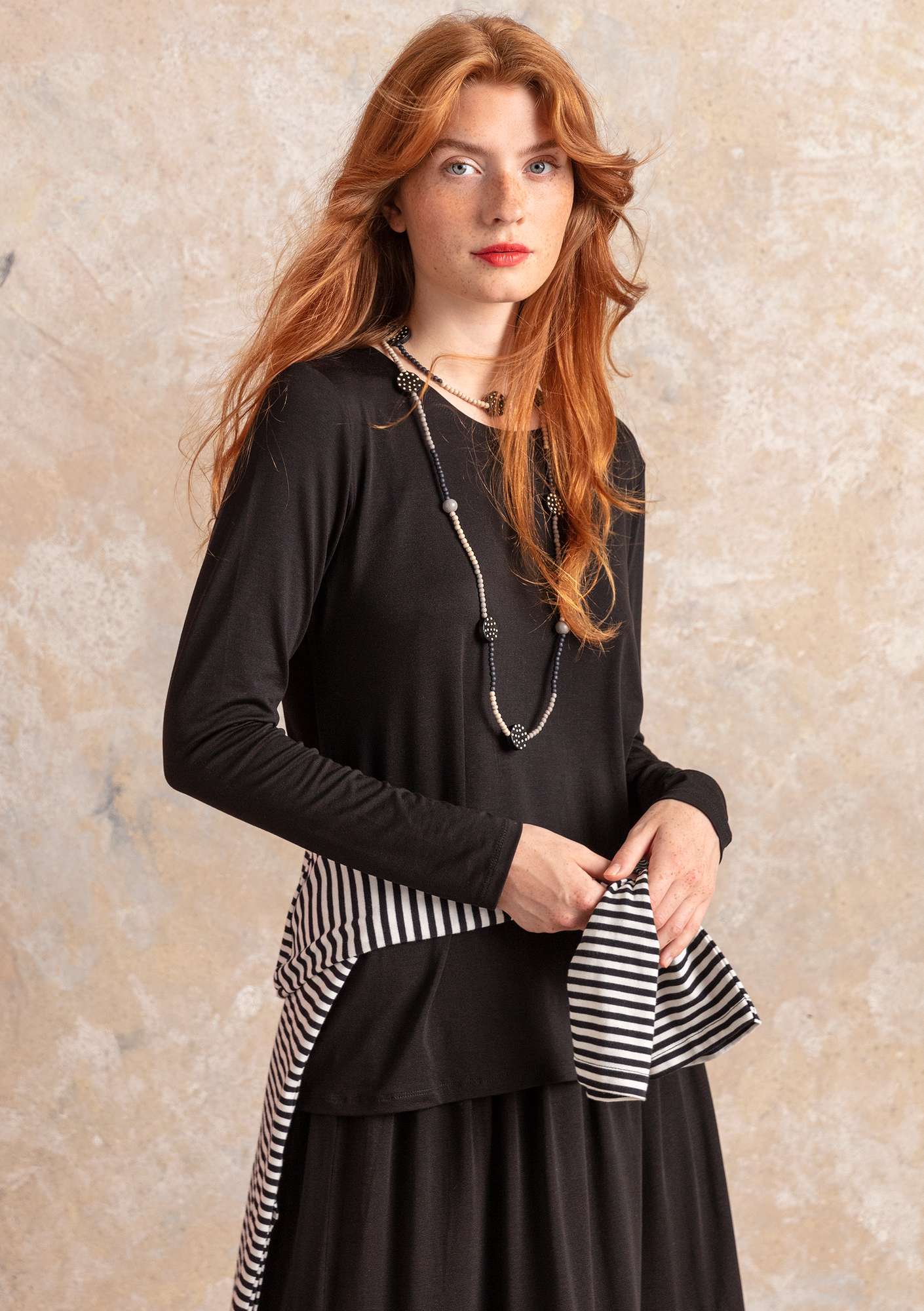 “Adena” jersey top in lyocell/spandex black thumbnail