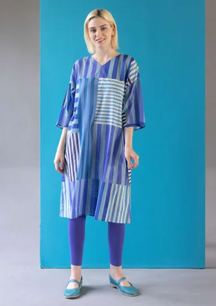 “Cherai” woven dress in organic cotton - sea blue
