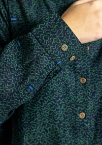 Gemustertes Kleid „Edefors“ aus Bio-Baumwolle - meerglasgrün