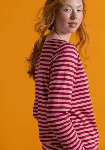 Striped essential top in organic cotton - cyklamen/cherry blossom