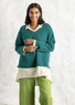 Nubby sweater in a lambswool blend (light bottle green/melange XS)