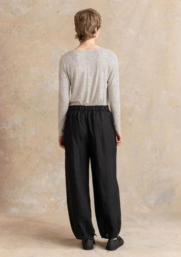 Woven linen trousers - black