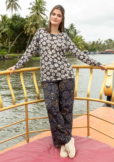 “Poesi” woven organic cotton trousers - black