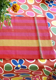 Striped organic cotton placemat - amaryllis