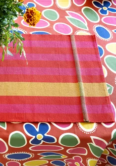 Striped organic cotton placemat - amaryllis