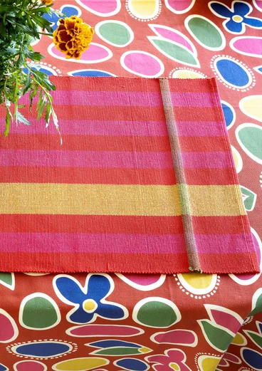 Striped organic cotton placemat - amaryllis