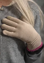 Fingerhandschuhe aus Wolle/Bio-Baumwolle, mit Touchfunktion - dunkelnatur