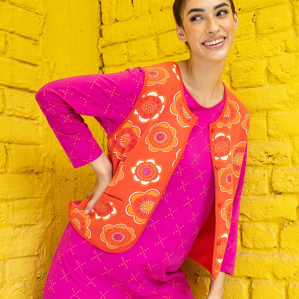 Tricot gilet "Soho" van biologisch katoen - chili