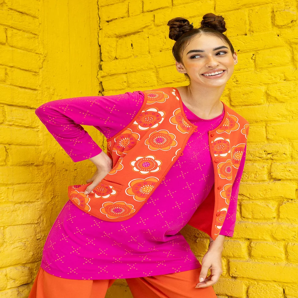 Tricot gilet "Soho" van biologisch katoen - chili