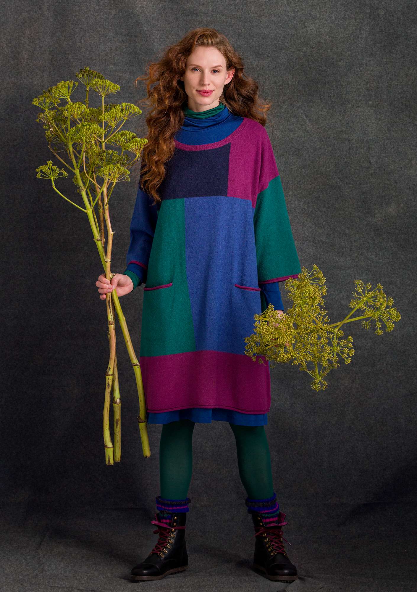 “Fields” organic wool knit tunic dark indigo thumbnail