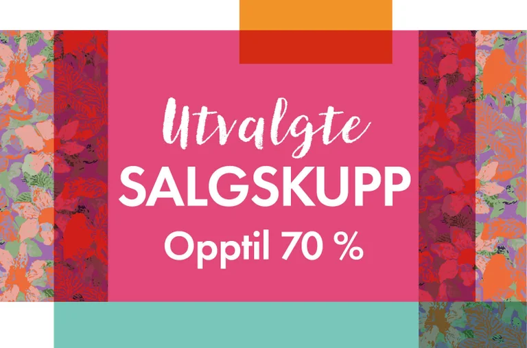Et grafisk mønster med fliser med forskjellige mønstre og farger som overlapper hverandre.