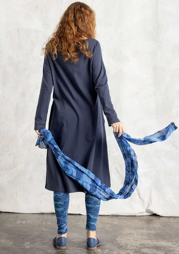 Tricot legging "Mona" van biologisch katoen/elastaan - indigoblauw/dessin
