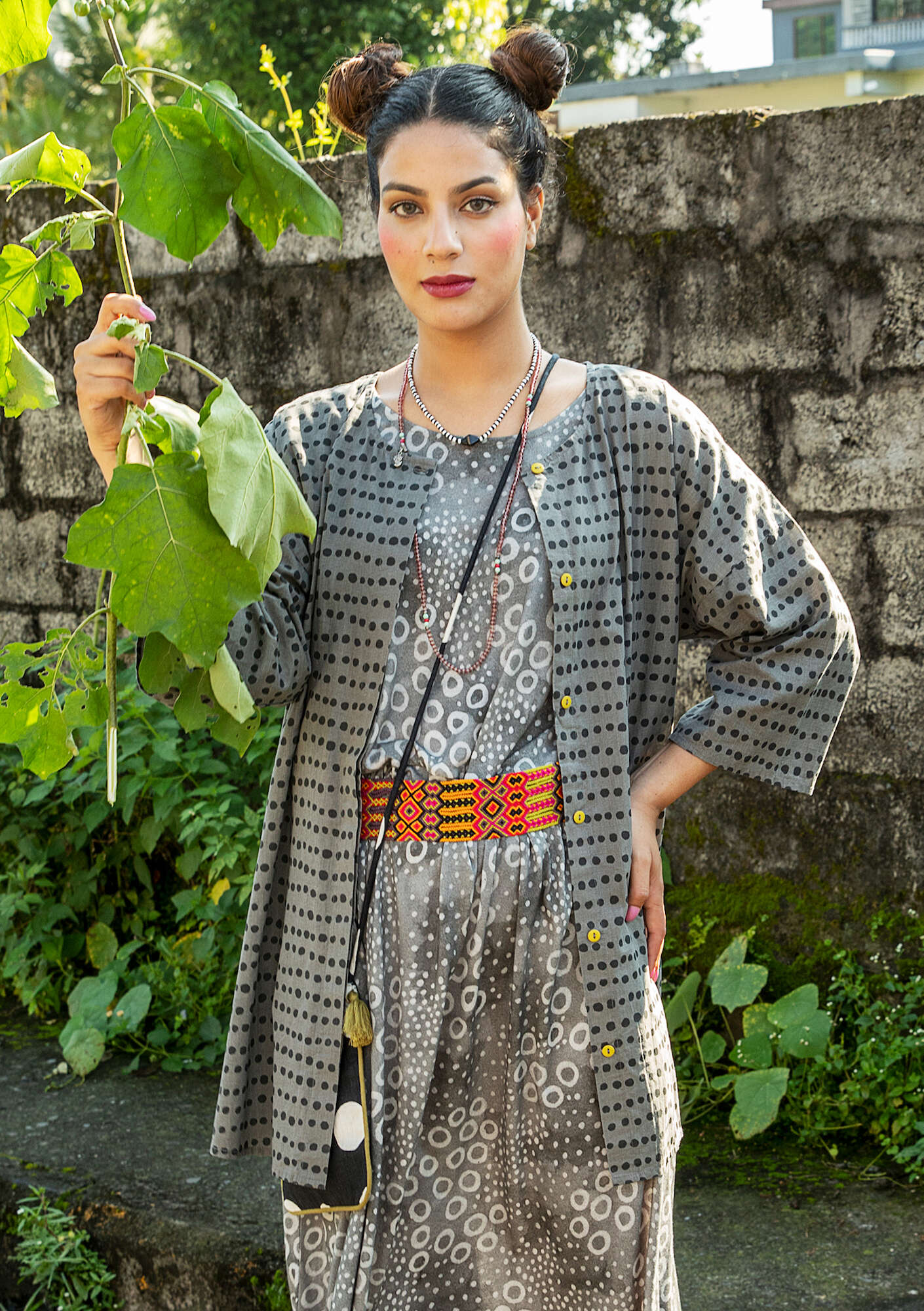 Woven “Yayoi” blouse in organic cotton iron gray
