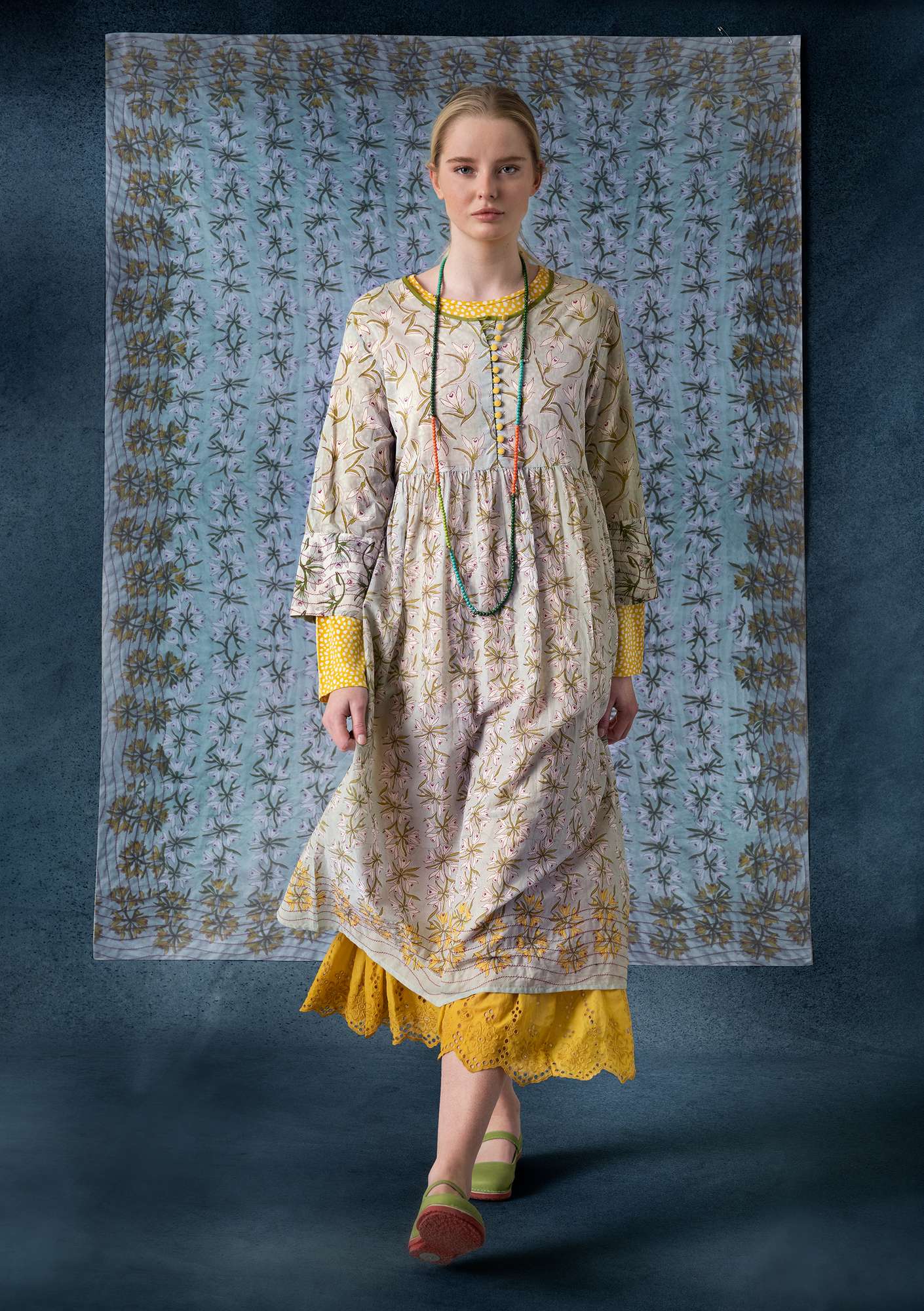 “Tara” woven organic cotton dress mint thumbnail