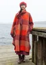 Lange jas "Alberta" van gerecyclede wol/gerecycled polyester (rooibos/dessin L)