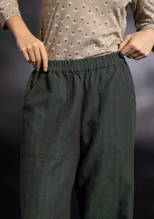 “Woodland” woven organic cotton/linen trousers - opal green