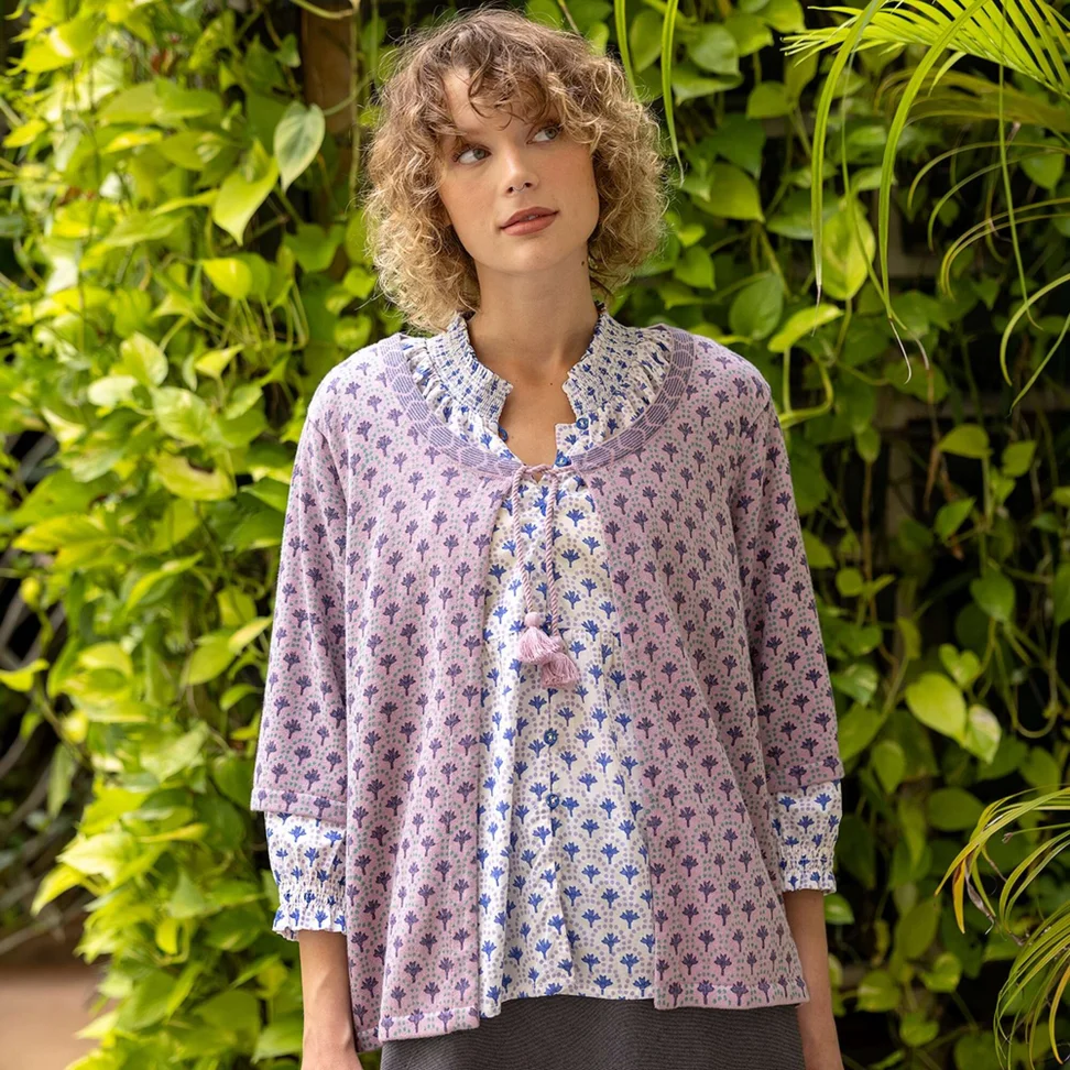 “Haldi” organic cotton knit cardigan - lilac