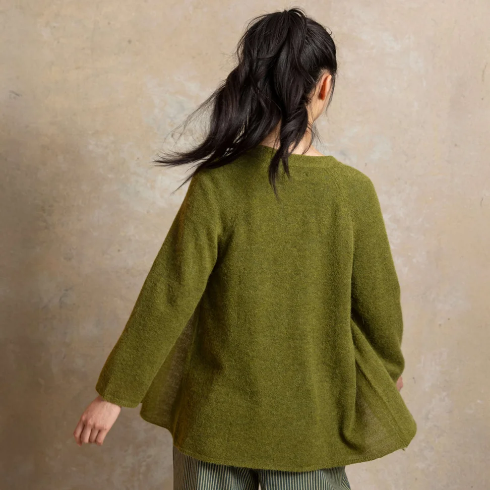 Wool/cotton/alpaca cardigan - green pepper/melange