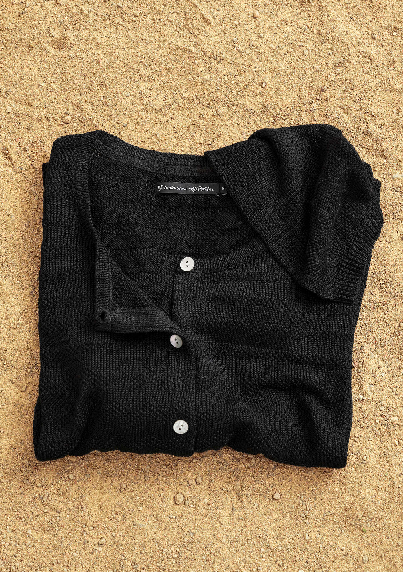 Cardigan in recycled linen black thumbnail